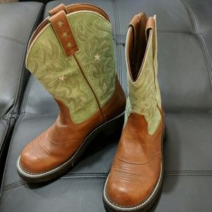 Mint and brown Ariat Pro Baby